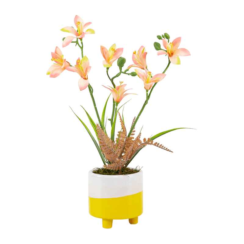 Maceta de cerámica Narcissus con tres tallos y ocho flores