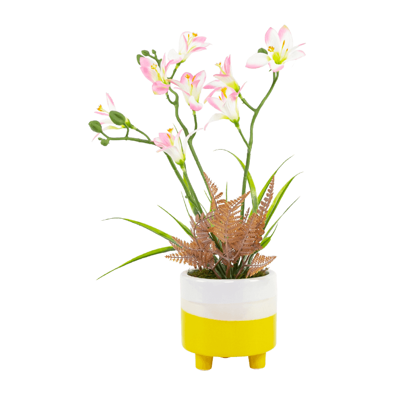 Maceta de cerámica Narcissus con tres tallos y ocho flores