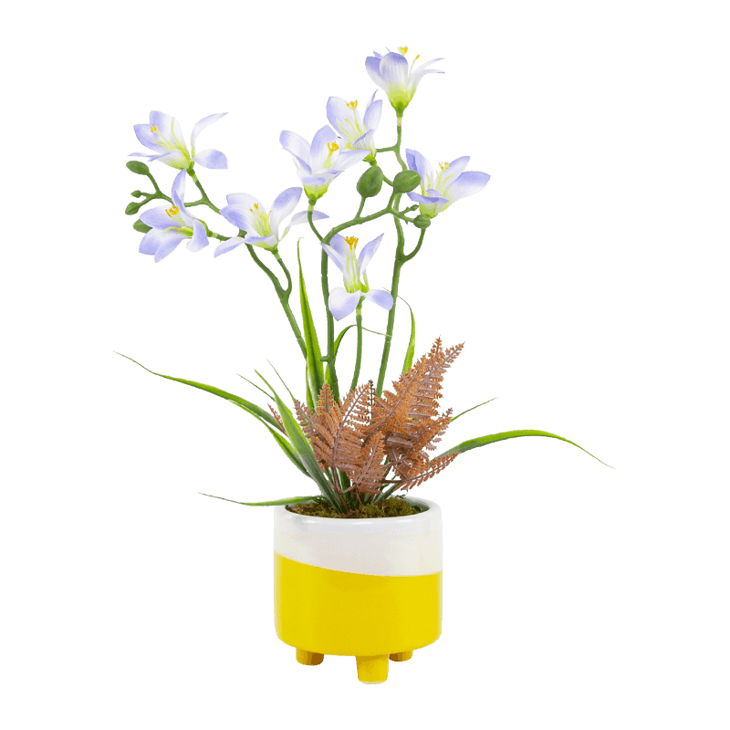 Maceta de cerámica Narcissus con tres tallos y ocho flores