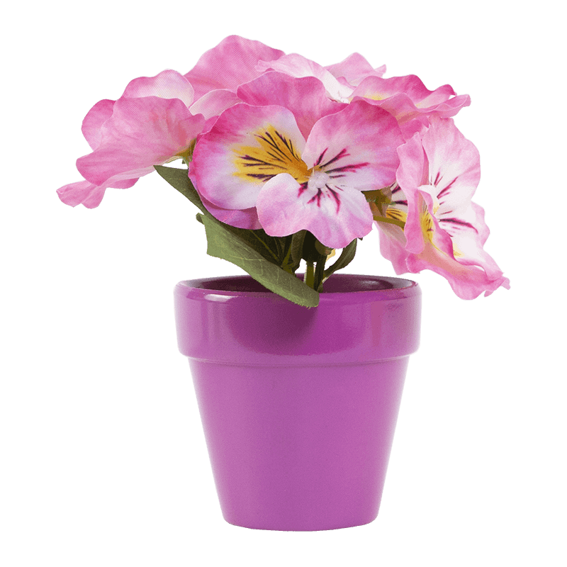 Flor Artificial con Maceta Cerámica Flor de Pansy en Maceta Cerámica 16cm