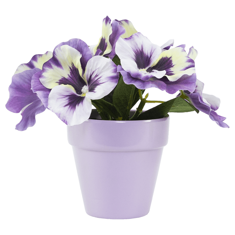 Flor Artificial con Maceta Cerámica Flor de Pansy en Maceta Cerámica 16cm