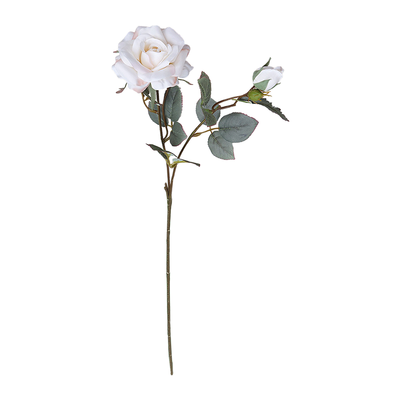 Tallo único artificial rosa rosa de 2 cabezas