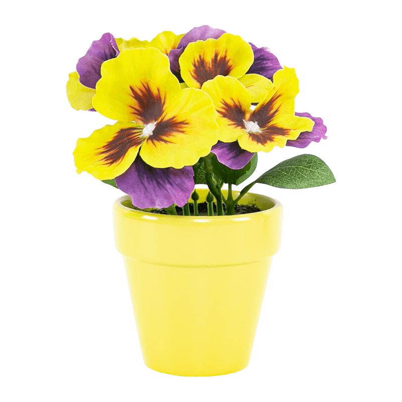 Flor Artificial con Maceta Cerámica Flor de Pansy en Maceta Cerámica 16cm