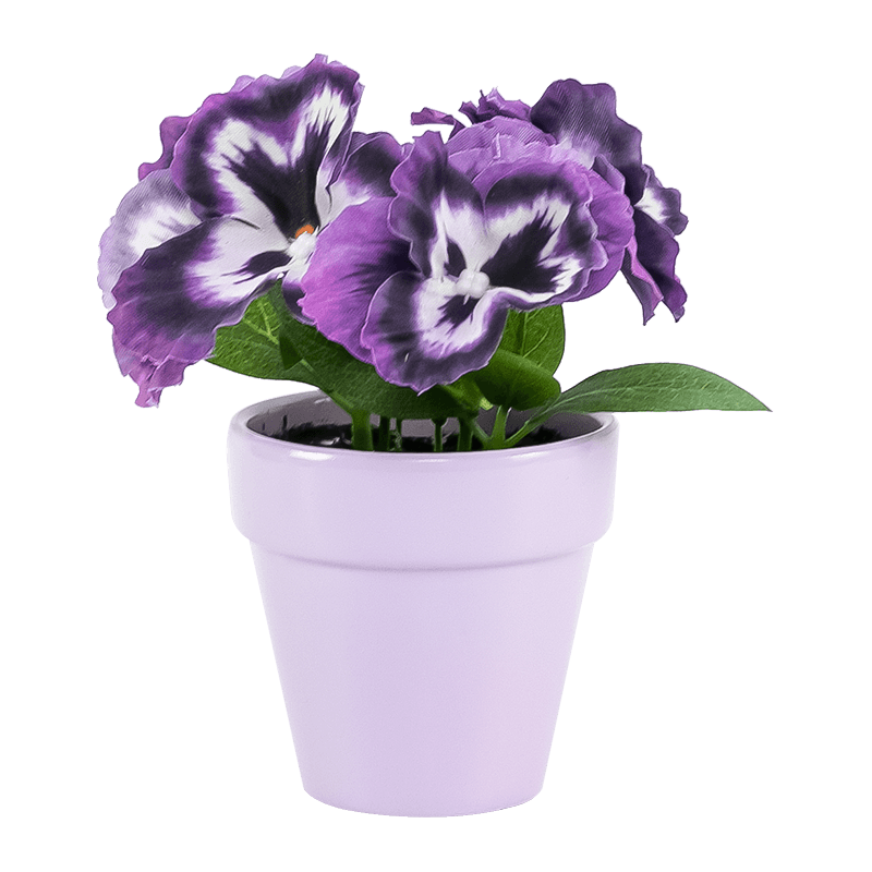 Flor Artificial con Maceta Cerámica Flor de Pansy en Maceta Cerámica 16cm