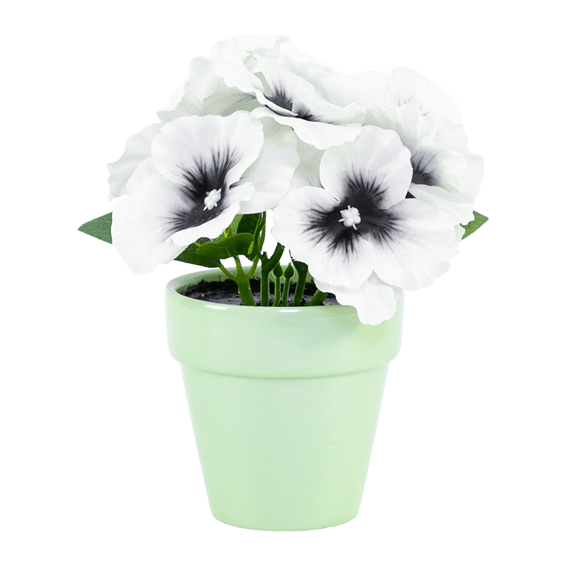 Flor Artificial con Maceta Cerámica Flor de Pansy en Maceta Cerámica 16cm