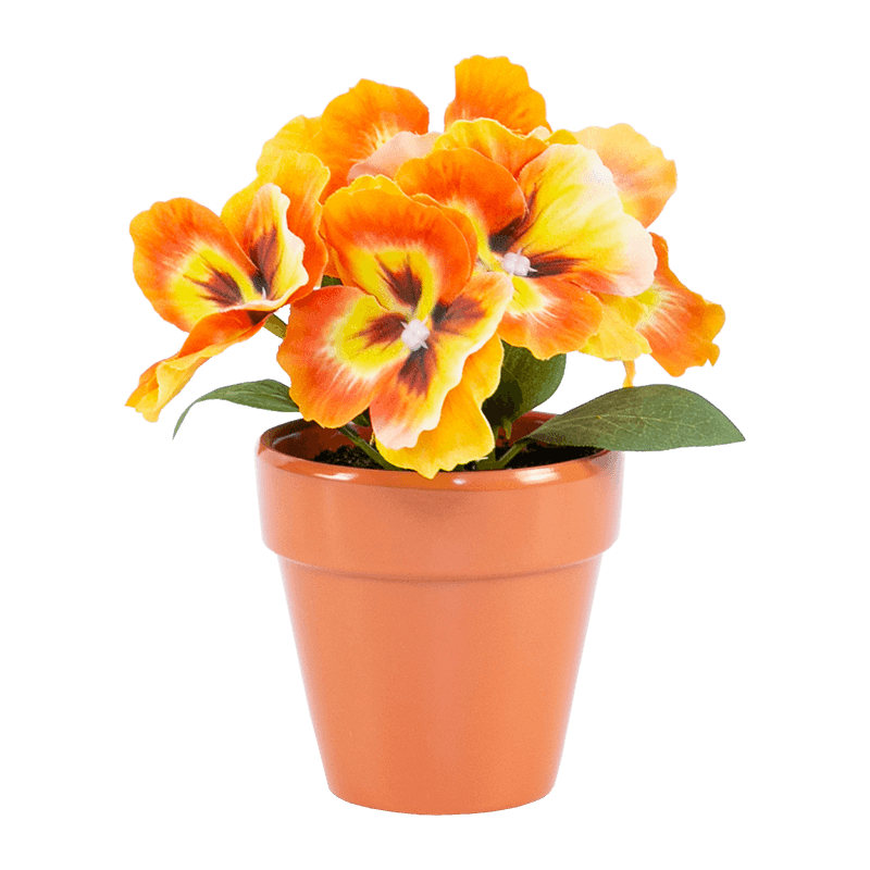 Flor Artificial con Maceta Cerámica Flor de Pansy en Maceta Cerámica 16cm