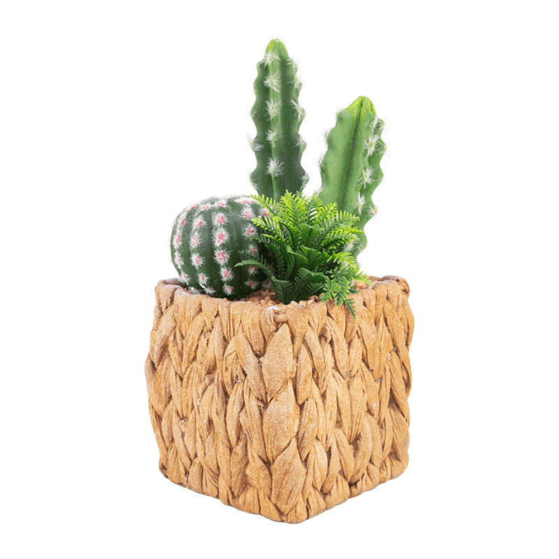 Cactus artificial en maceta de cemento de 7,2 pulgadas
