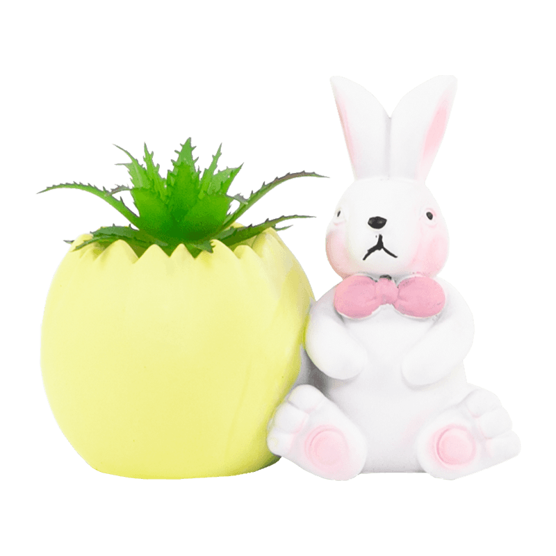 Olla de decoración suculenta con forma de conejo de Pascua