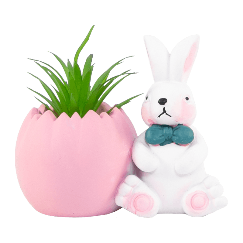 Olla de decoración suculenta con forma de conejo de Pascua