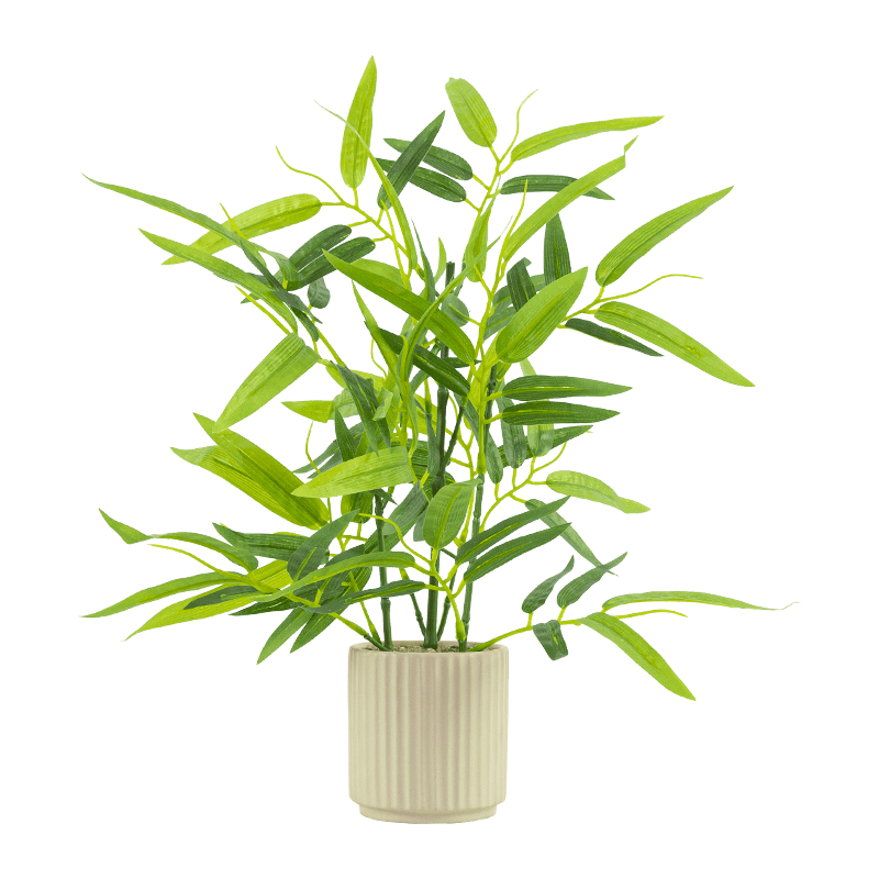 Palmera artificial de 9 hojas en maceta de cerámica beige