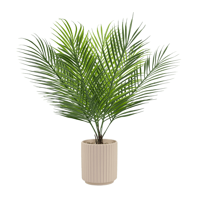 Palmera artificial de 9 hojas en maceta de cerámica beige
