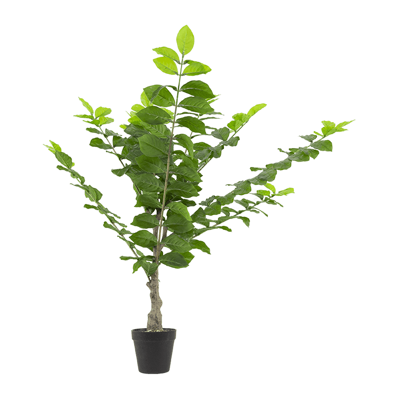 Árbol decorativo artificial en maceta de plástico