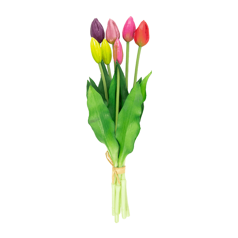 Spray artificial de tulipán 7 cogollos 11 hojas 15