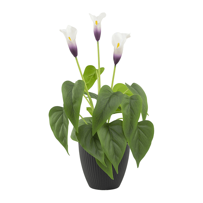 Arreglo floral artificial con maceta de plástico