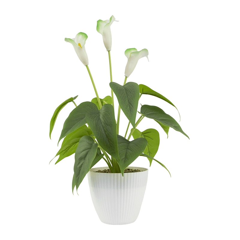 Arreglo floral artificial con maceta de plástico