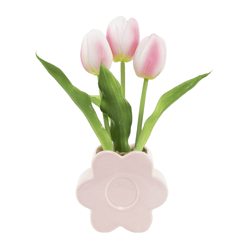 Tulipán artificial en maceta de cerámica de 24 cm