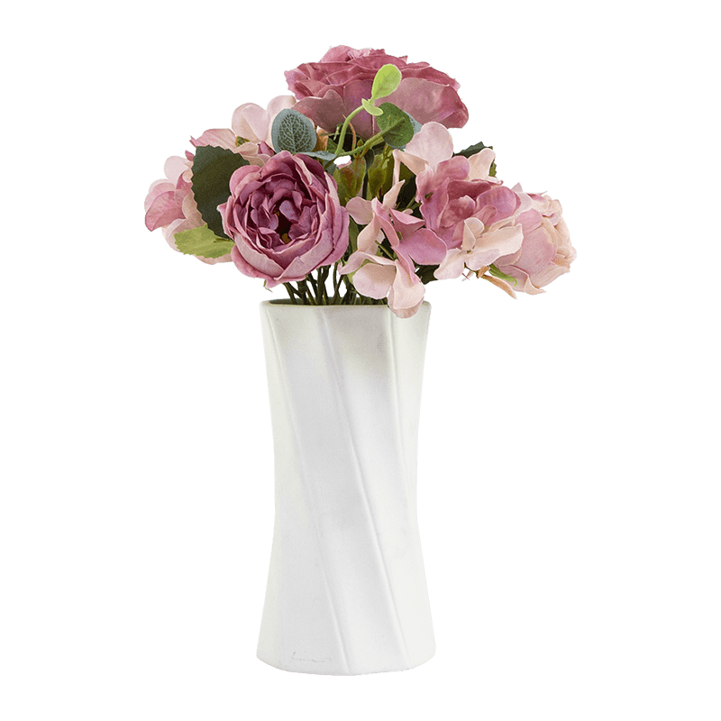 Rosa artificial en maceta de cerámica de 34 cm