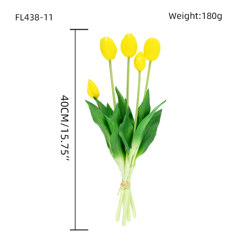 Ramo de Tulipán Artificial 3 Flores 2 Cogollos 15.8