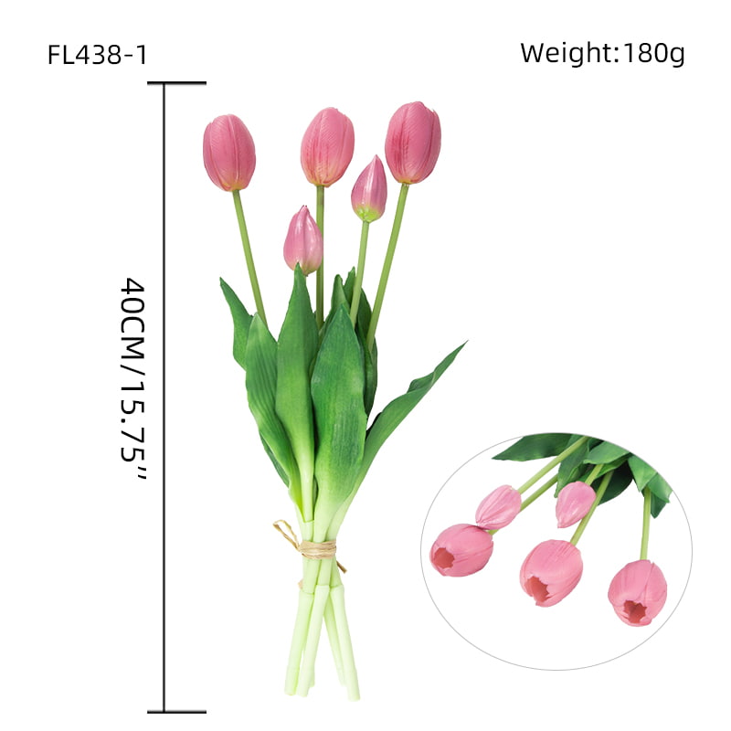 Ramo de Tulipán Artificial 3 Flores 2 Cogollos 15.8