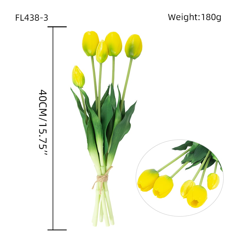 Ramo de Tulipán Artificial 3 Flores 2 Cogollos 15.8