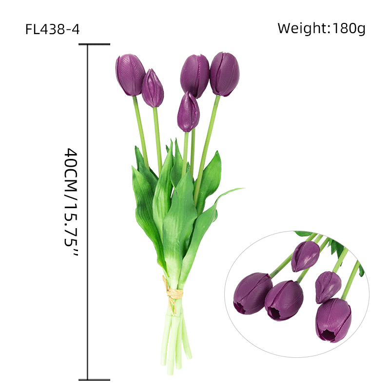 Ramo de Tulipán Artificial 3 Flores 2 Cogollos 15.8