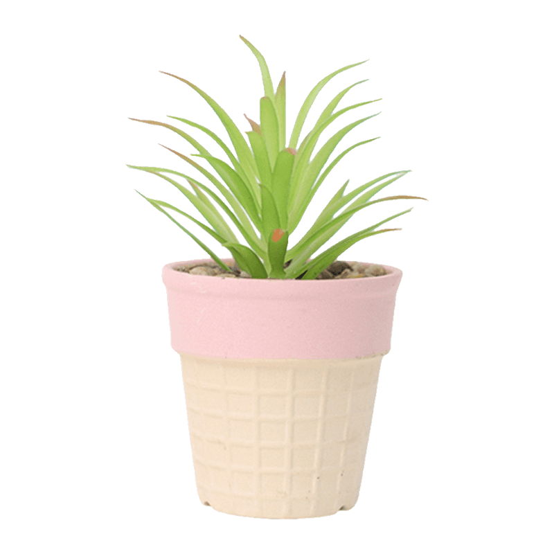 Suculenta artificial en olla para helado
