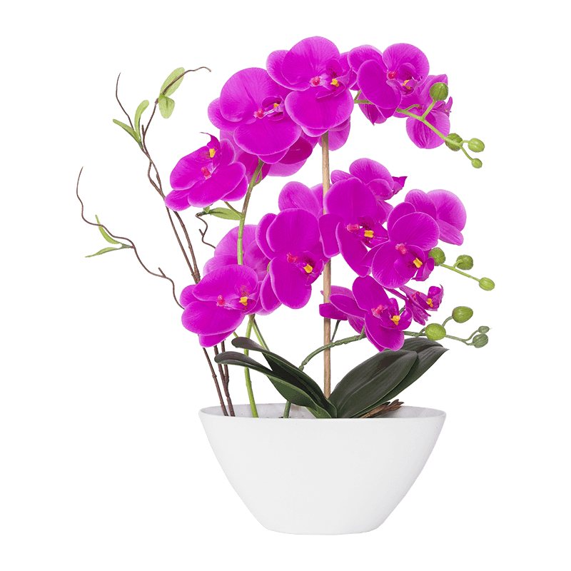 Maceta de cerámica con orquídeas artificiales 19 flores